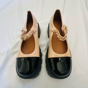 Elegant Black and Tan/pinkish Mary Jane Women's Shoes never worn
